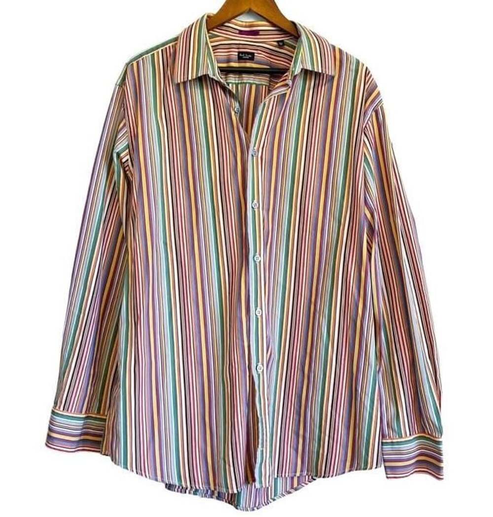Paul Smith London Multi Stripe Long Sleeve Button Down Shirt Size 17